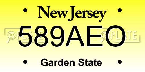 589AEO New Jersey License Plate