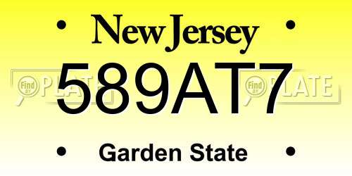 589AT7 New Jersey License Plate
