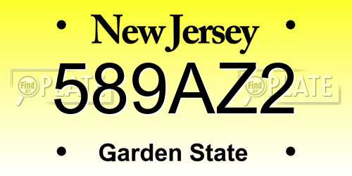 589AZ2 New Jersey License Plate