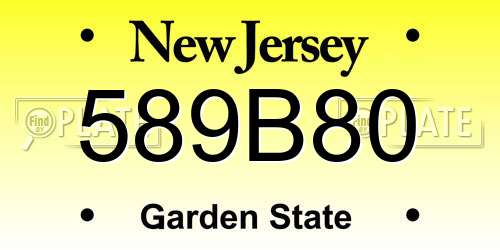 589B80 New Jersey License Plate