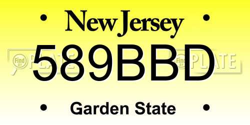 589BBD New Jersey License Plate