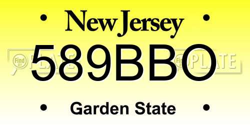 589BBO New Jersey License Plate