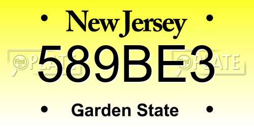 589BE3 New Jersey License Plate