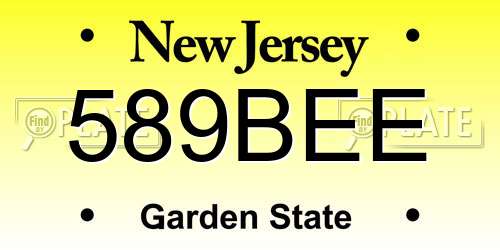 589BEE New Jersey License Plate