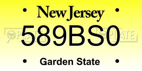 589BS0 New Jersey License Plate