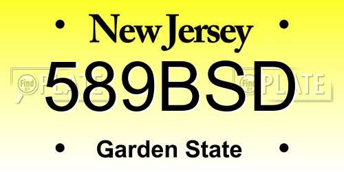 589BSD New Jersey License Plate
