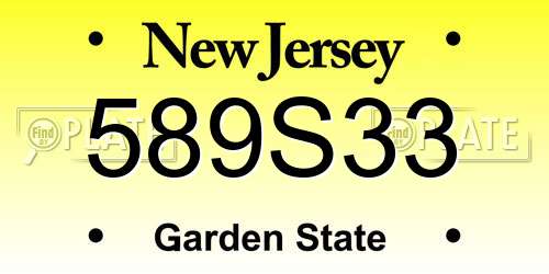 589S33 New Jersey License Plate