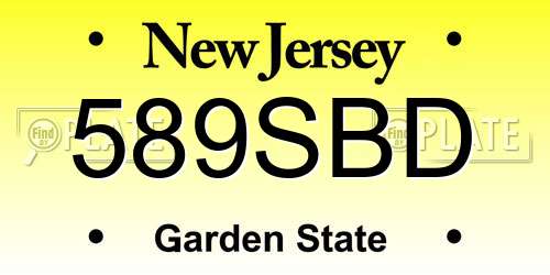 589SBD New Jersey License Plate