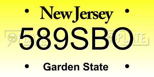 589SBO New Jersey License Plate