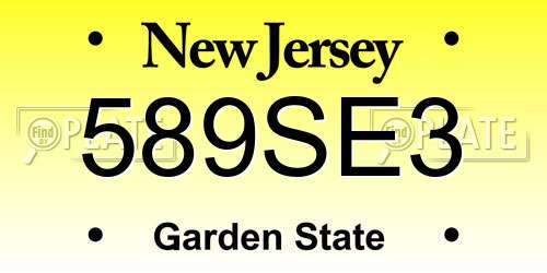 589SE3 New Jersey License Plate