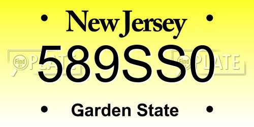 589SS0 New Jersey License Plate