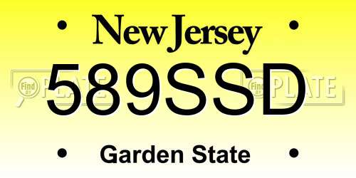 589SSD New Jersey License Plate