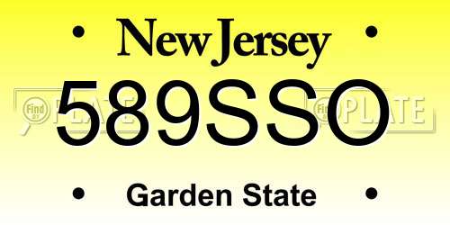 589SSO New Jersey License Plate