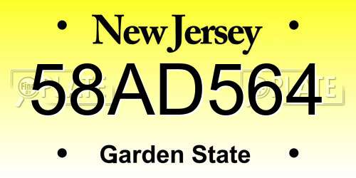 58AD564 New Jersey License Plate