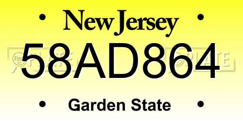 58AD864 New Jersey License Plate