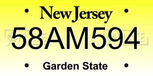 58AM594 New Jersey License Plate