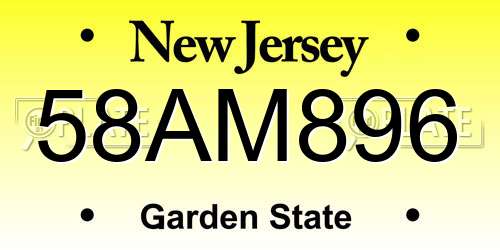 58AM896 New Jersey License Plate