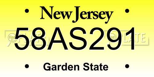 58AS291 New Jersey License Plate