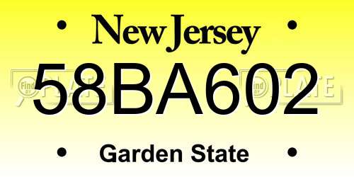 58BA602 New Jersey License Plate
