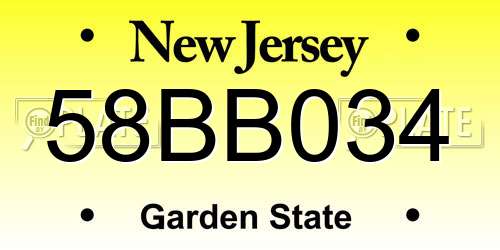 58BB034 New Jersey License Plate
