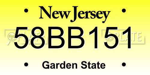58BB151 New Jersey License Plate
