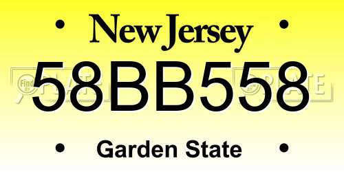 58BB558 New Jersey License Plate