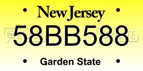 58BB588 New Jersey License Plate