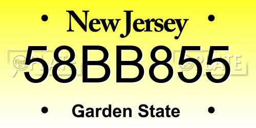 58BB855 New Jersey License Plate