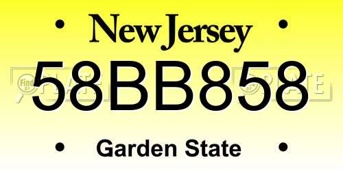 58BB858 New Jersey License Plate
