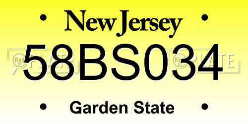 58BS034 New Jersey License Plate