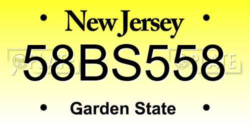 58BS558 New Jersey License Plate