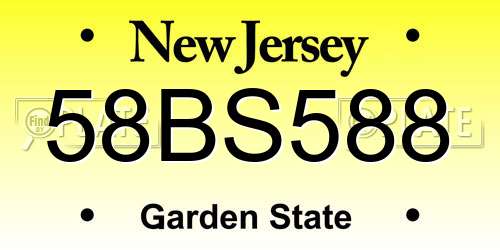 58BS588 New Jersey License Plate