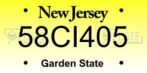 58CI405 New Jersey License Plate