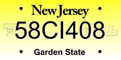 58CI408 New Jersey License Plate
