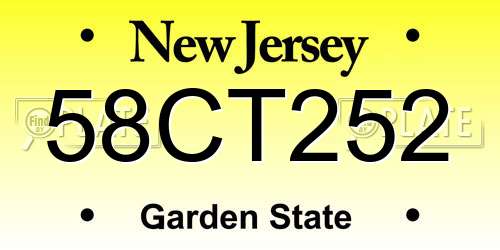 58CT252 New Jersey License Plate