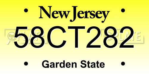 58CT282 New Jersey License Plate