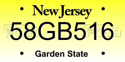 58GB516 New Jersey License Plate