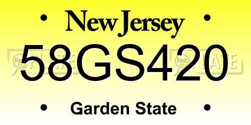 58GS420 New Jersey License Plate