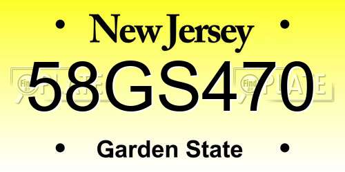 58GS470 New Jersey License Plate