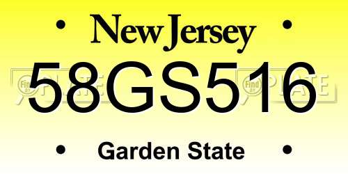58GS516 New Jersey License Plate