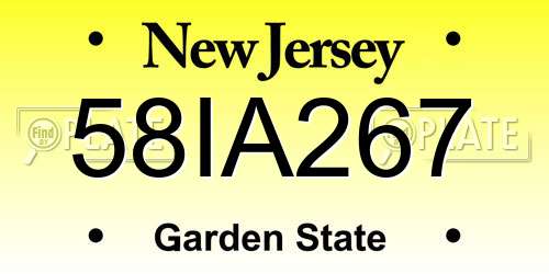 58IA267 New Jersey License Plate