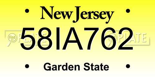 58IA762 New Jersey License Plate