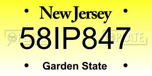58IP847 New Jersey License Plate