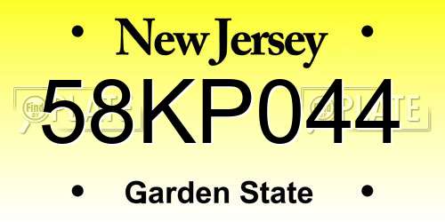 58KP044 New Jersey License Plate