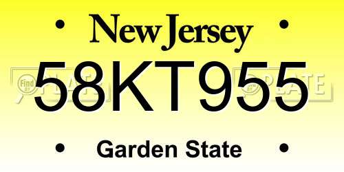 58KT955 New Jersey License Plate