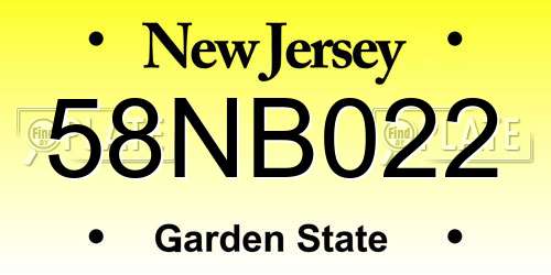58NB022 New Jersey License Plate