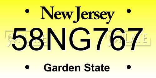58NG767 New Jersey License Plate