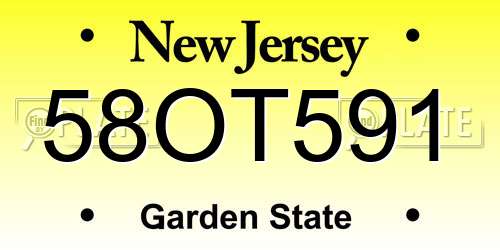 58OT591 New Jersey License Plate