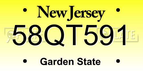 58QT591 New Jersey License Plate