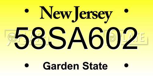 58SA602 New Jersey License Plate